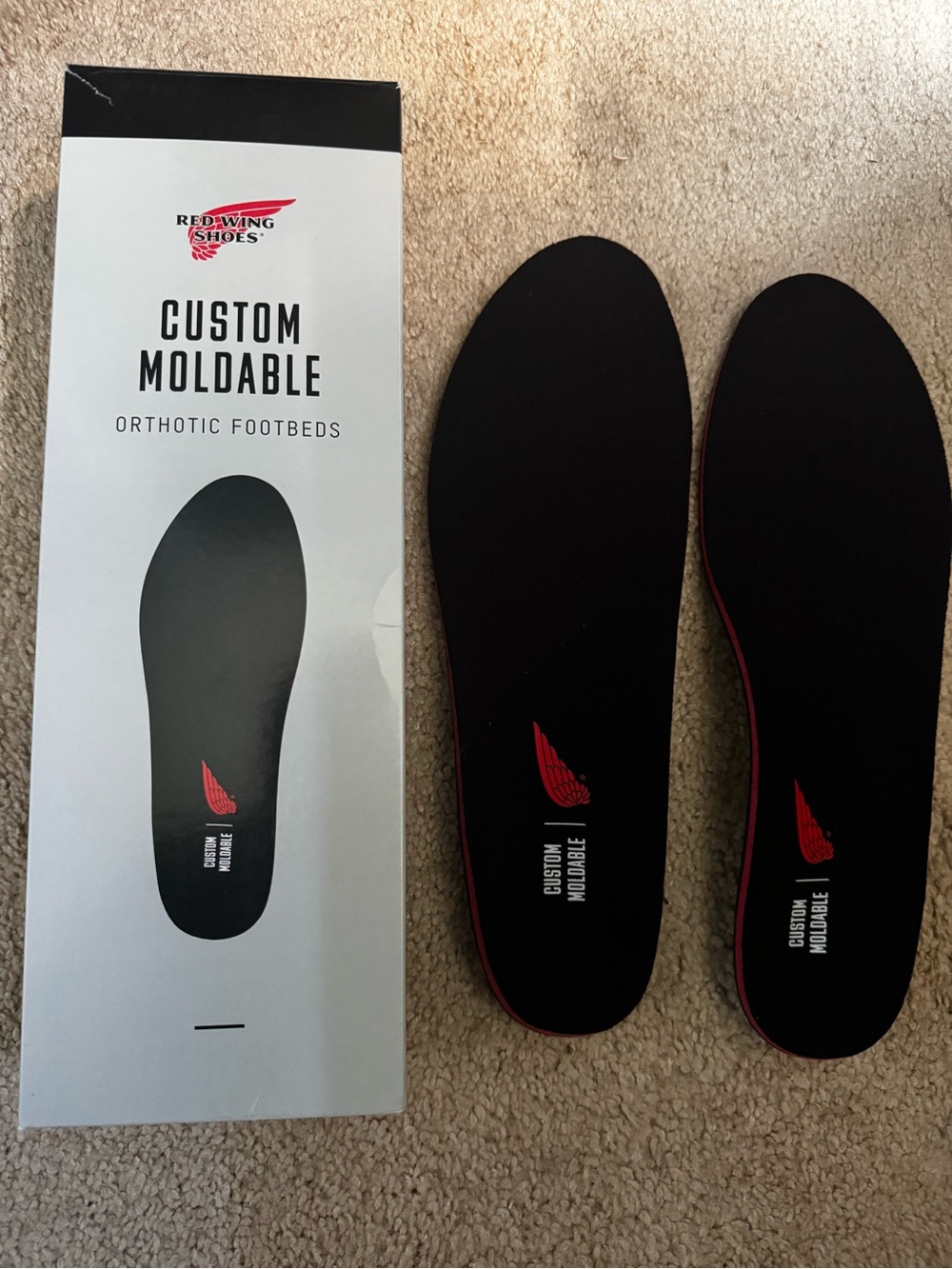 Red Wing Shoes Black Insoles with Red Logo Accent